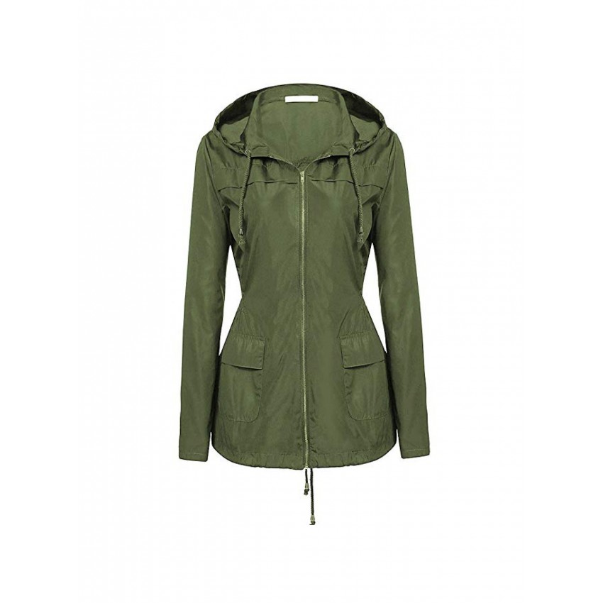 Rain Jacket Women Waterproof With Hood Packable Rain Trench Coat Long Sleeve Black Windbreaker For Ladies