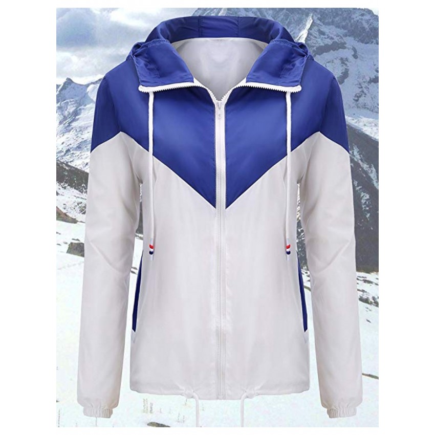 Women's Waterproof Rain Jacket Lightweight Hooded Active Outdoor Raincoat Windbreaker With Pockets