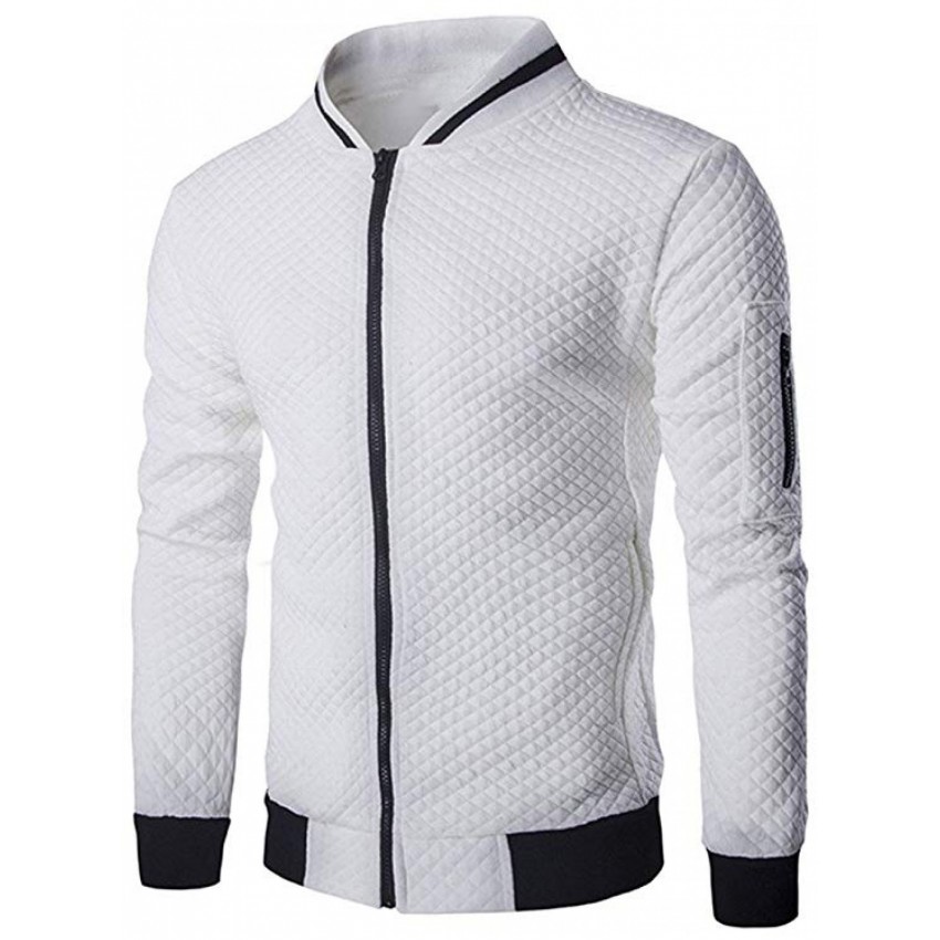 Mens Casual Diamond Zipper Up Jacket Coat With Pockets