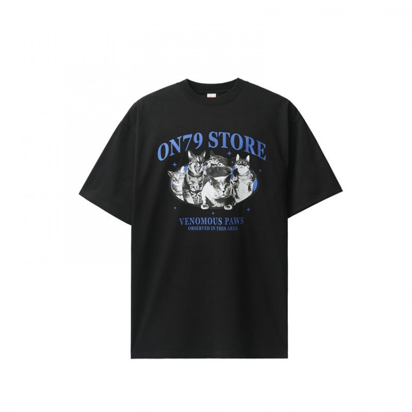 Printed Big Cat T-shirt with round neck and short sleeve