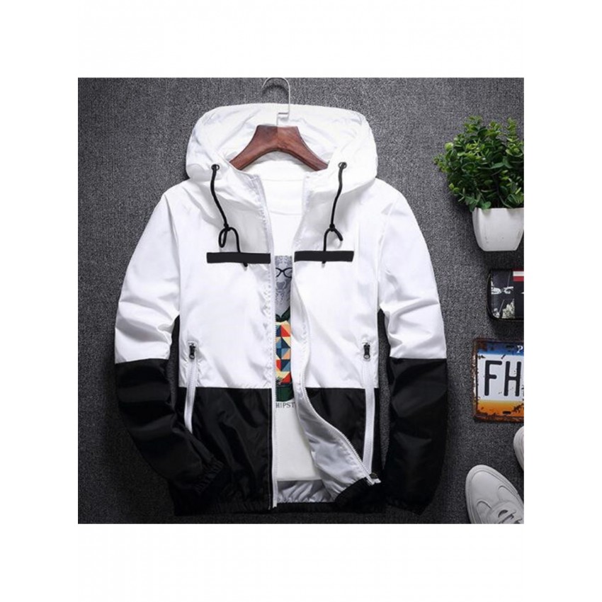 New Spring Autumn Bomber Hooded Jacket Men Casual Slim Patchwork Windbreaker Jacket Male Outwear Zipper Thin Coat Brand Clothing