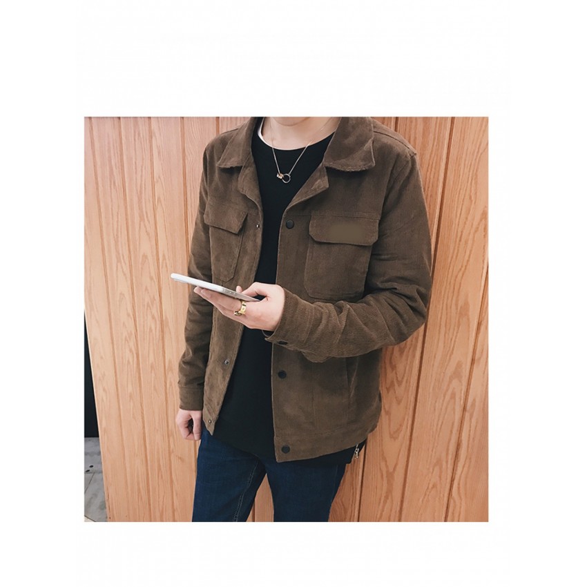 Brand Men's Jacket Solid Color Jacket Jacket Men's Youth Corduroy Jacket Coat Clothing
